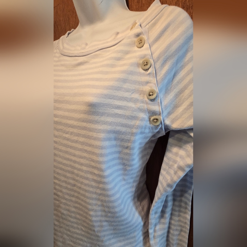 Banana Republic Blue and White Striped Long Sleeve Tee SzM - Picture 3 of 6